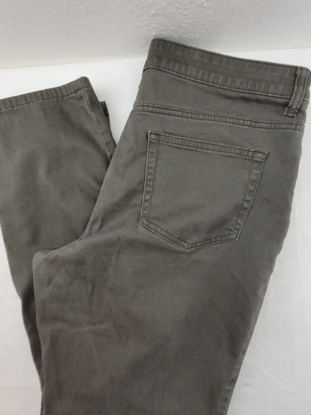 LOGO Lori Goldstein Pants Women's 14 Olive Green Stretch Cotton Twill Straight